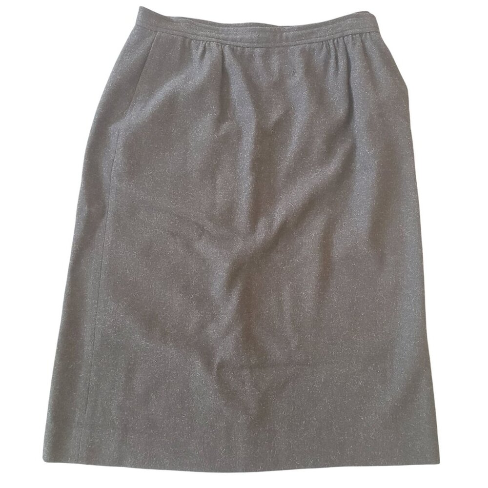 J.G. Hook Black 100% Wool Skirt Size 16 Tweed Midi Length Vintage